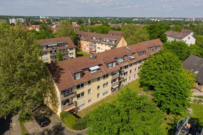 Luftaufnahme der Wohnungen im Stadtteil Himmelsthür