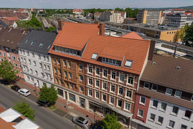 Luftaufnahme des Wohnangebotes in der Peiner Straße in der Hildesheimer Nordstadt